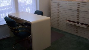 Light was essential for clients sitting in front of me. Those drawers held Thousands of color swatches. 