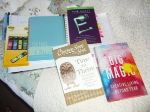 Some of the journals and books that sleep in my bed. 
